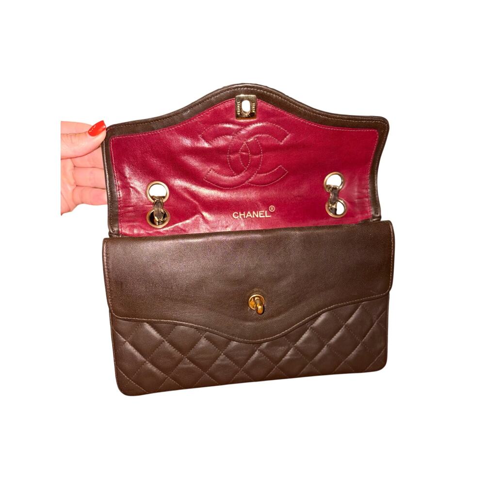 SOLD Chanel Rare Vintage Double Flap 24k Gold Hardware Chocolate Brown Lambskin - Picture 10 of 14